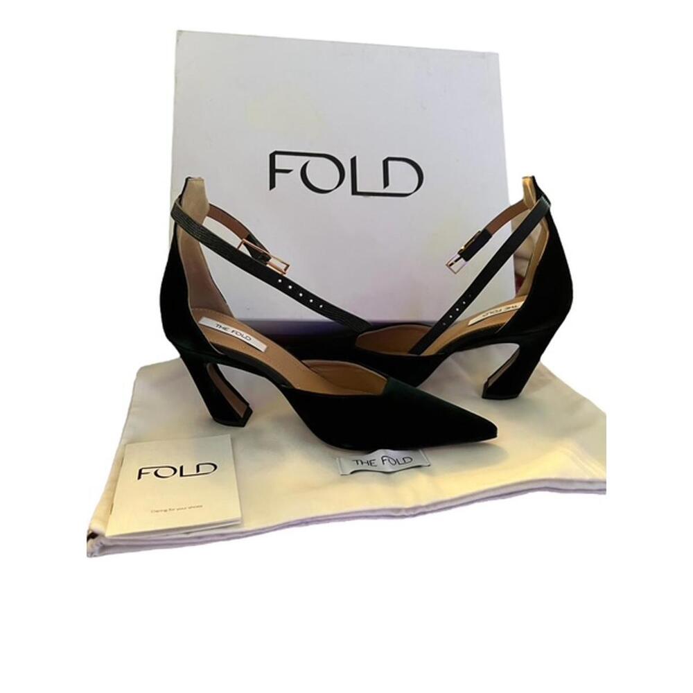 Elegant Dark Green Heels with Ankle Strap by The FOLD of London